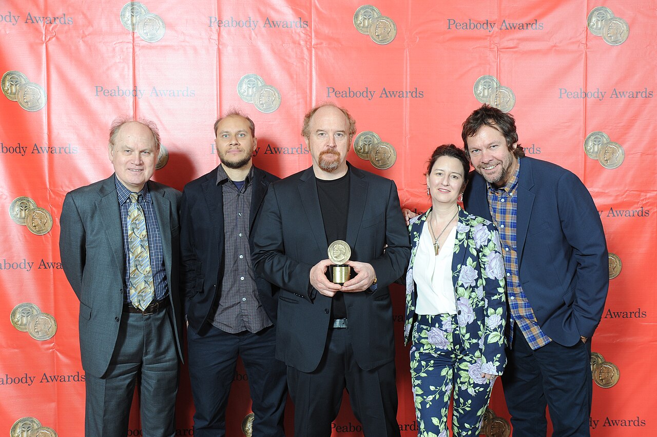 PHOTO CREDIT: ANDERS KRUSBERG / PEABODY AWARDS L to R: Tim Brooks with Vernon Chatman, Louis C.K, Blair Breard and Dave Becky, the crew of Louie, 72nd Annual Pe (2013)