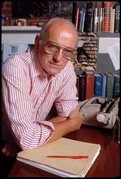titled: Donald Westlake, author at home in New York City