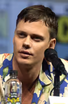Bill Skarsgard speaking at the 2018 San Diego Comic-Con International in San Diego, California.
