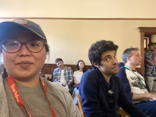 Casey Affleck and Chloe Zhao in the background during at Q&amp;A at Telluride Film Festival 2023