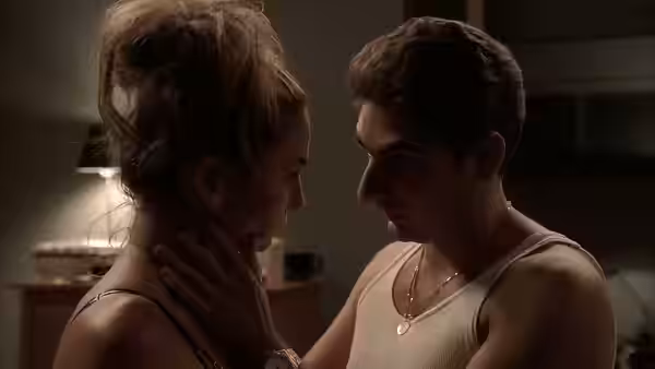 Adriana La Cerva and Christopher Moltisanti in The Sopranos (2024)
