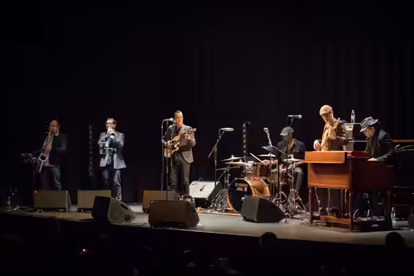 The Bo-Keys at the stage at Cosmopolite. The concert took place on 08. September 2017. Lineup: Don Bryant (vocal), Joe Restivo (guitar), Scott Bomar (bass guita