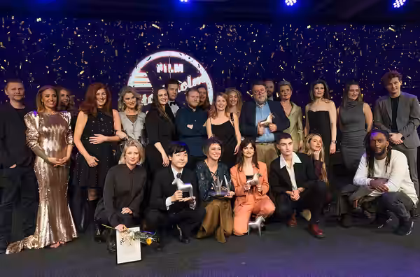 Award winners at Stockholm International Film Festival 2018. And Git Scheynius, CEO of Stockholm Film Festival (red hair) and Swedish actors and film workers.
