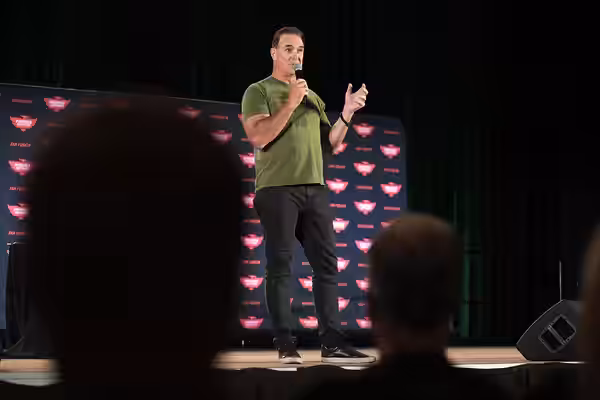 Patrick Warburton speaking with attendees at the 2022 Phoenix Fan Fusion at the Phoenix Convention Center in Phoenix, Arizona. Please attribute to Gage Skidmore