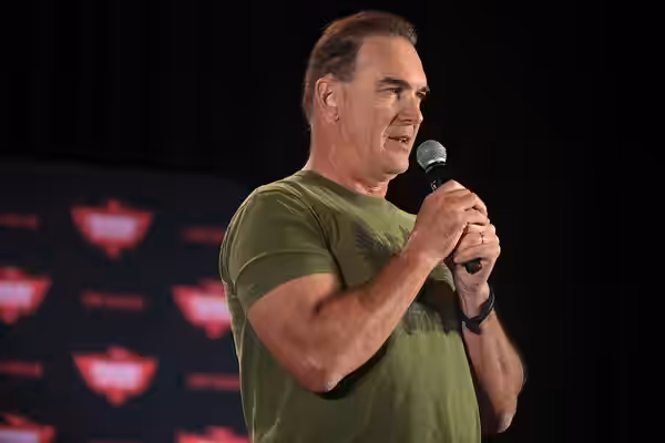 Patrick Warburton speaking with attendees at the 2022 Phoenix Fan Fusion at the Phoenix Convention Center in Phoenix, Arizona. Please attribute to Gage Skidmore