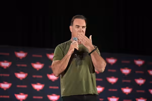 Patrick Warburton speaking with attendees at the 2022 Phoenix Fan Fusion at the Phoenix Convention Center in Phoenix, Arizona. Please attribute to Gage Skidmore