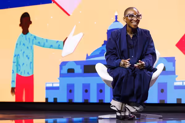 Actress, musician and author Cynthia Erivo discusses her book, "Simply More," on the main stage at the 2026 Library of Congress National Book Festival, August 2