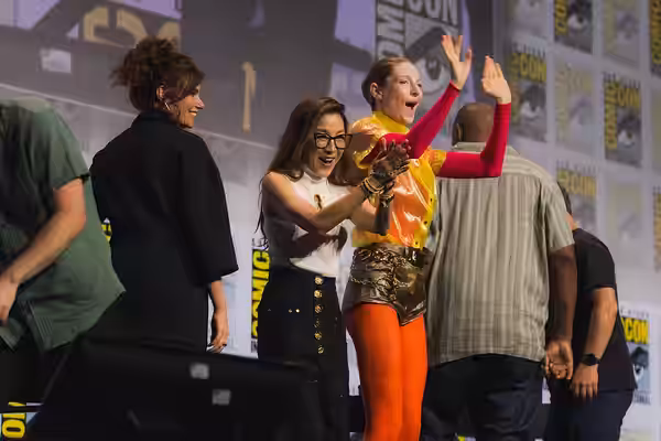 Silka Luisa, Michelle Yeoh, and Hunter Schafer at San Diego Comic Con 2026