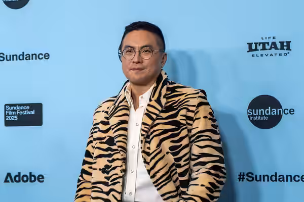 Bowen Yang at the red carpet for "The Wedding Banquet" at the 2025 Sundance Film Festival in Park City, Utah. Please attribute to Casey Nedelka if used elsewher