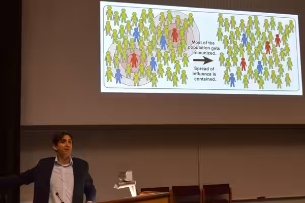 Stephen McGann explaining herd immunity at the 2015 Cambridge Science Festival.