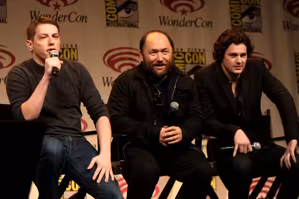 Seth Grahame-Smith, Timur Bekmambetov and Benjamin Walker speaking at the 2012 WonderCon in Anaheim, California. Please attribute to Gage Skidmore if used elsew