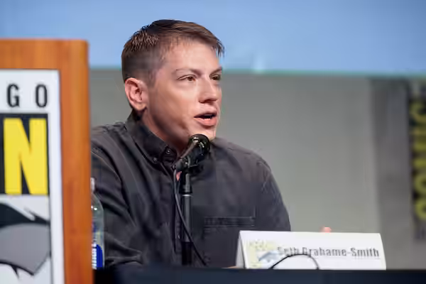 Seth Grahame-Smith speaking at the 2015 San Diego Comic Con International, for "Pride and Prejudice and Zombies", at the San Diego Convention Center in San Dieg