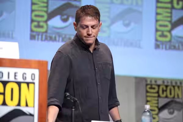 Seth Grahame-Smith speaking at the 2015 San Diego Comic Con International, for "Pride and Prejudice and Zombies", at the San Diego Convention Center in San Dieg