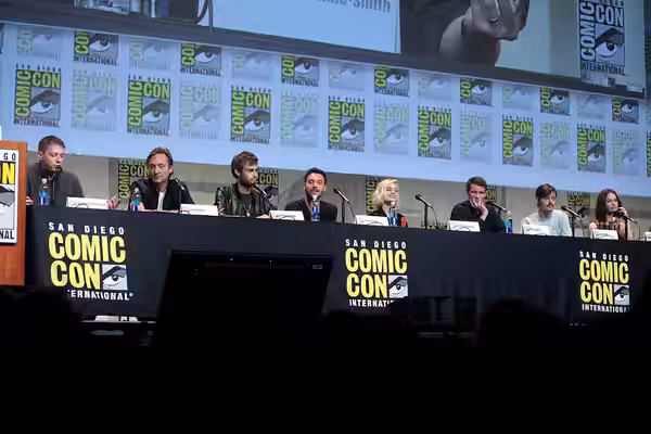 Seth Grahame-Smith, Burr Steers, Douglas Booth, Jack Huston, Bella Heathcote, Matt Smith, Sam Riley and Lily James speaking at the 2015 San Diego Comic Con Inte