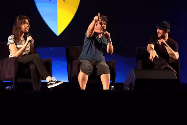 Hannah Panek, Miltos Yerolemou and Zack Luye speaking at the 2017 Con of Thrones at the Gaylord Opryland Resort &amp; Convention Center in Nashville, Tennessee.