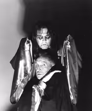 Photo of Alice Cooper and Vincent Price from a 1975 Alice Cooper television special, "The Nightmare".