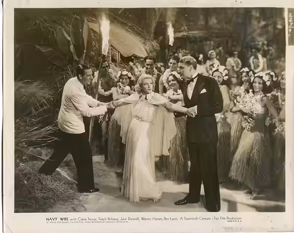In the 1935 film Navy Wife, Claire Trevor plays a nurse who becomes romantically involved with two doctors (played by Ralph Bellamy and Ben Lyon) serving in the