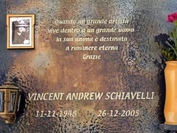 Vincent Schiavelli tombstone in Polizzi Generosa (PA), Sicily. The famous American actor died in Polizzi Generosa, his ancestors' birthplace, on December 26th, 