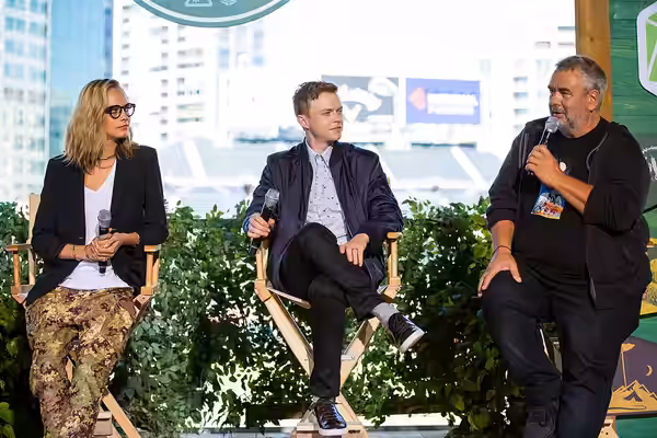 Cara Delevingne, Dane DeHaan and Luc Besson at the San Diego Comic-Con 2016 presentation of Valerian and the city of a Thousand Planets (at Camp Conival)