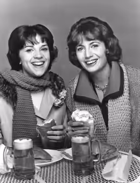 Publicity photo of Cindy Williams and Penny Marshall from the television show Laverne and Shirley.