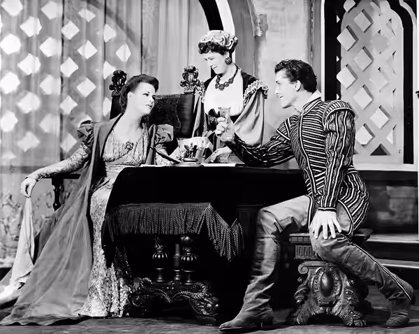 Title: [Scene from "Othello" with Uta Hagen as Desdemona (left), Margaret Webster as Emilia, and Jack Manning as Roderigo. Theatre Guild Production, Broadway, 1 (2014)