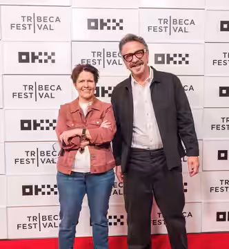 Kara Swisher and Marc Maron at a live episode recording of On with Kara Swisher at the Tribeca Festival in 2026