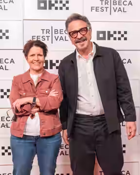 Kara Swisher and Marc Maron at a live episode recording of On with Kara Swisher at the Tribeca Festival in 2026