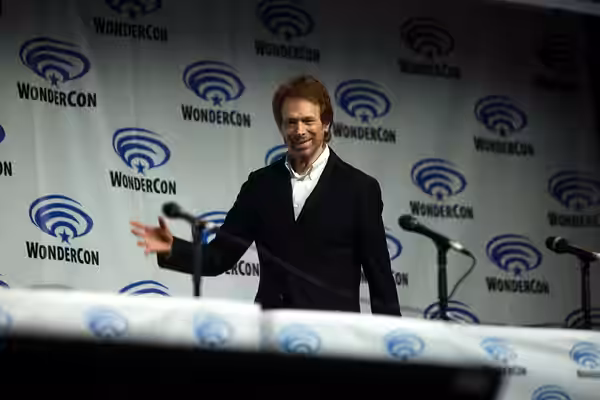 Jerry Bruckheimer speaking at the 2014 WonderCon, for "Deliver Us from Evil", at the Anaheim Convention Center in Anaheim, California. Photo by Gage Skidmore, t