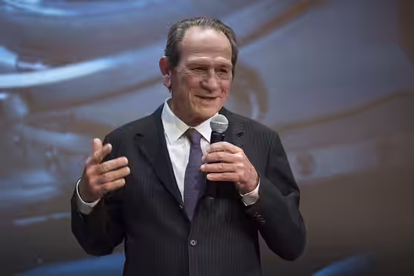 Actor Tommy Lee Jones speaks before a screening of the film "Ad Astra" at National Geographic Society, Monday, September 16, 2019 in Washington. The film was pr