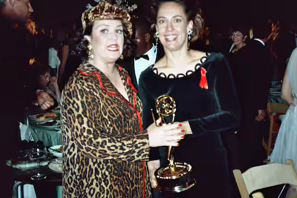 Actresses Rosie O'Donnell and Laurie Metcalf at the Emmy Awards (1992)