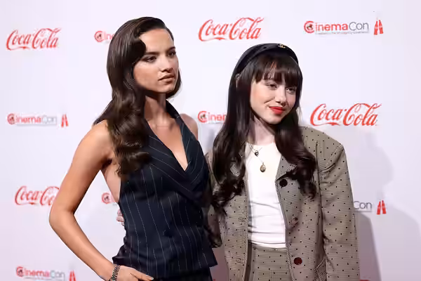 Madeleine McGraw and Violet McGraw on the red carpet at the Big Screen Achievement Awards at the 2025 CinemaCon at The Colosseum Theater at Caesars Palace in La
