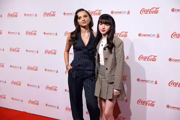 Madeleine McGraw and Violet McGraw on the red carpet at the Big Screen Achievement Awards at the 2025 CinemaCon at The Colosseum Theater at Caesars Palace in La