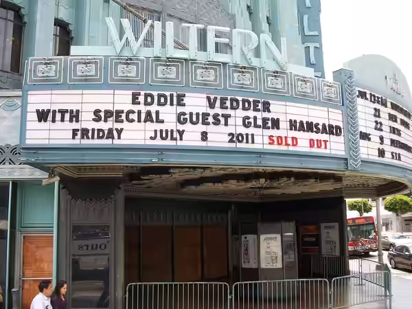 Picture I took of the Eddie Vedder sign outside the Wiltern Theatre, Los Angeles, California. (2011)
