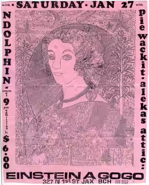 River Phoenix band Alekas Attic Flyer from Einstein a gogo in Jacksonville, FL (1990)