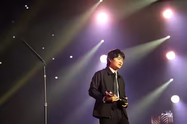 Ben Wang, actor, at CinemaCon 2025 here he was honored with the Star of Tomorrow award at Caesar's Palace at Las Vegas, NV