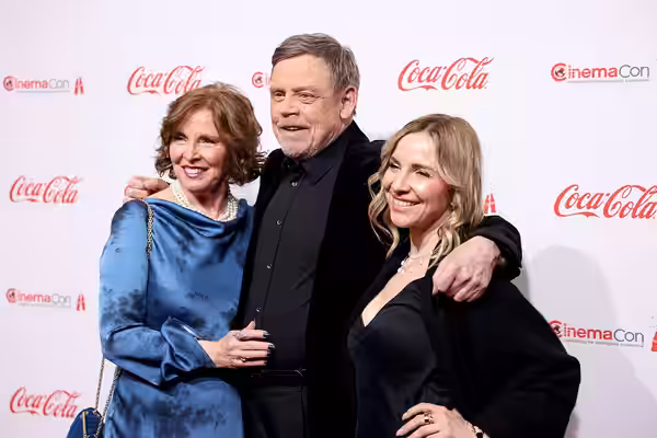 Marilou Hamill, Mark Hamill and Chelsea Hamill on the red carpet at the Big Screen Achievement Awards at the 2025 CinemaCon at The Colosseum Theater at Caesars 