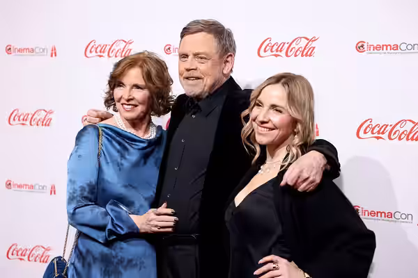 Marilou Hamill, Mark Hamill and Chelsea Hamill on the red carpet at the Big Screen Achievement Awards at the 2025 CinemaCon at The Colosseum Theater at Caesars 
