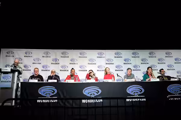 Casey Willis, Matt Thompson, H. Jon Benjamin, Aisha Tyler, Jessica Walter, Judy Greer, Chris Parnell, Amber Nash and Lucky Yates speaking at the 2019 WonderCon,