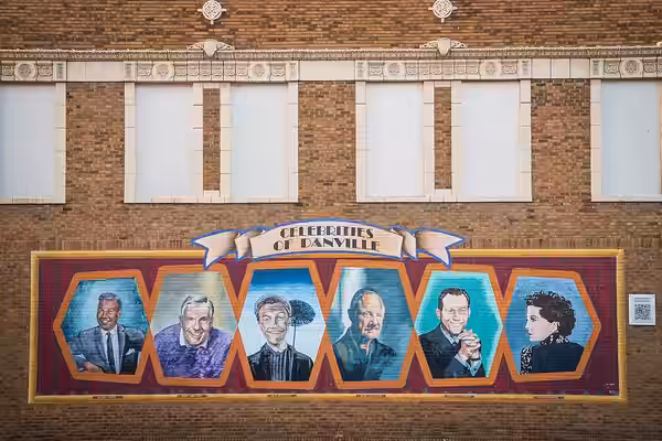 Celebrities from Danville, Il. Walldog Mural. Bobby Short Jerry Van Dyke Dick Van Dyke Gene Hackman Donald O'Connor Helen Morgan (2022)