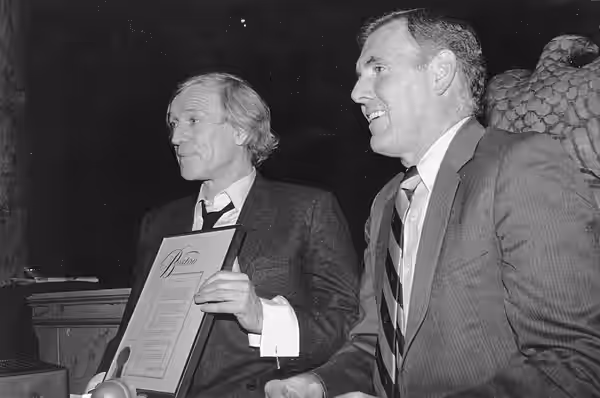 Title: Mayor Raymond L. Flynn presenting proclamation for "Camelot Day" to Actor Richard Harris Creator: Mayor's Office - City Photographer Date: circa 1984-198 (2013)