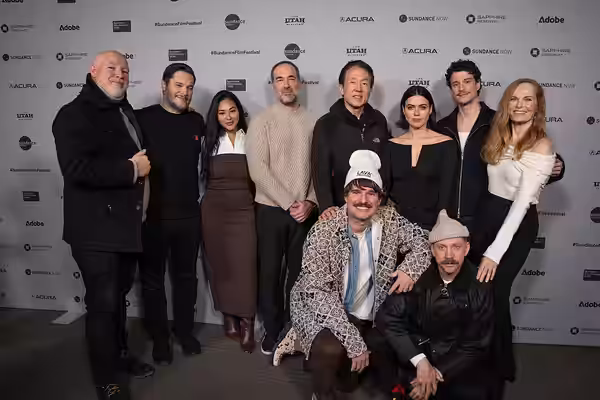 Cast and crew of Undertone at Sundance Film Festival 2026.