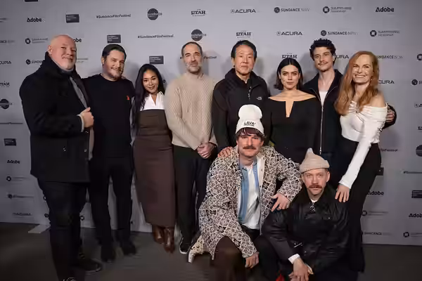 Cast and crew of Undertone at Sundance Film Festival 2026.
