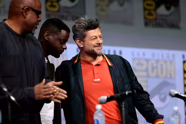 Andy Serkis speaking at the 2017 San Diego Comic Con International, for "Black Panther", at the San Diego Convention Center in San Diego, California. Please att