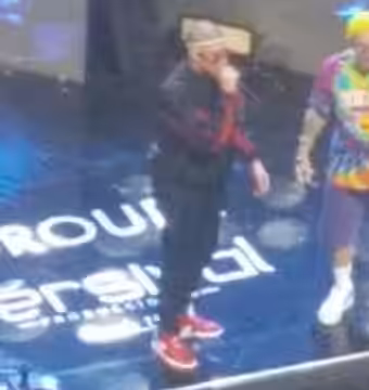 Puerto Rican trap artist Bad Bunny performing in Medellin, Colombia on November 26, 2017.