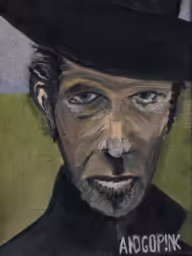 My original portrait of Tom Waits, oil on canvas, 20x25cm.