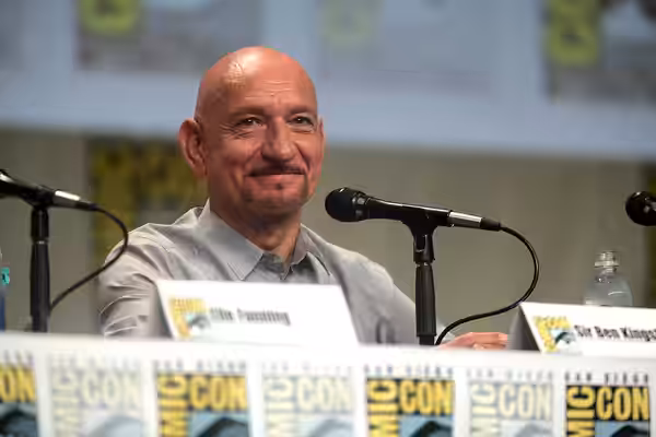 Ben Kingsley speaking at the 2014 San Diego Comic Con International, for "The Boxtrolls", at the San Diego Convention Center in San Diego, California.