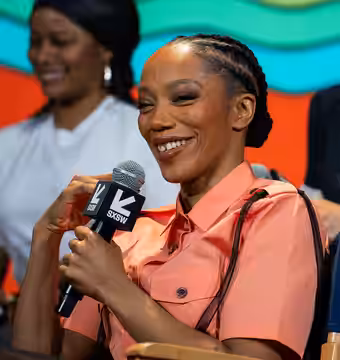 Naomi Ackie, actress, at SXSW 2026 in Austin, Texas on a panel and special podcast episode of Keke Palmer's podcast called "Baby, This is Keke Palmer Live" for