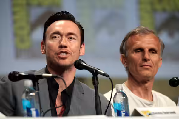 Kevin Durand and Richard Sammel speaking at the 2014 San Diego Comic Con International, for "The Strain", at the San Diego Convention Center in San Diego, Calif