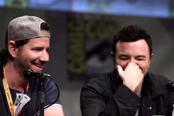 Jamie Kennedy &amp; Seth MacFarlane speaking at the 2012 San Diego Comic-Con International in San Diego, California. Please attribute to Gage Skidmore if used e