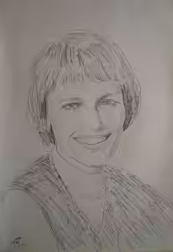 Drawing of Mia Farrow made by Chaim Topol. Donated To Commons under cc-by-sa license in honor of Jordan River Village